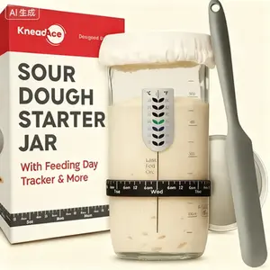 Professional Sourdough Baking Kit with Thermometer, Dough Scraper, Linen Cover, Stainless Steel Lid, Essential Tools for Homemade Bread Making, Complete Fermentation Set with Date Marker, Reusable Container