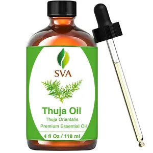 SVA 100% Natural Thuja Essential Oil - 4 Fl Oz Scented Liquid with Dropper, for Wellness, Therapeutic Aromatherapy Diffuser, Normal Skin & Hair Care - 24-Month Shelf Life