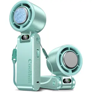 Handheld Portable Fan with Ice Cooler: 199-Speed 5500mAh Rechargeable Handheld Fan, 12H Time Hand Cooling Personal Fans with 20000 RPM Air Turbo Tech for Travel Outdoor (Green)