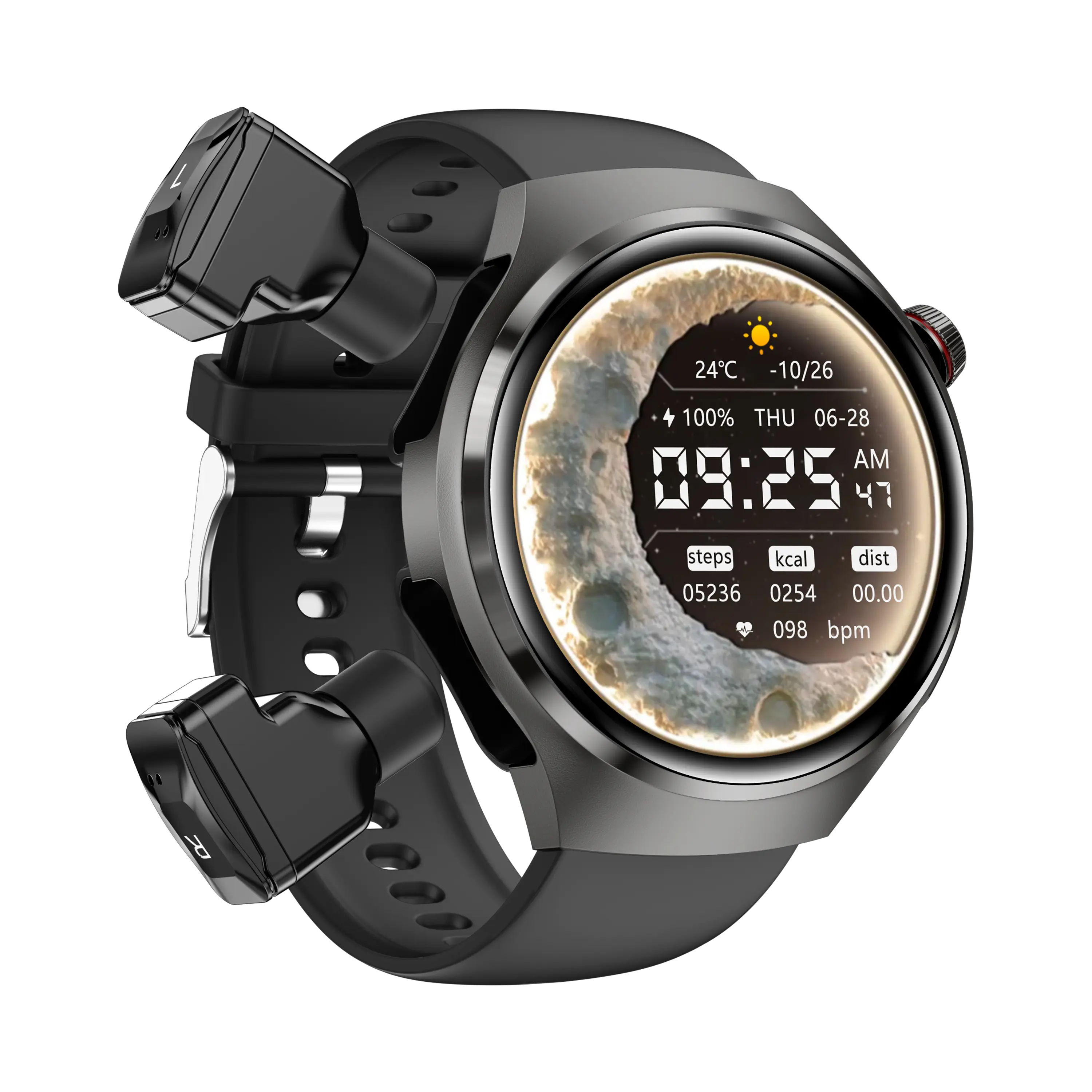 Smart Watch with Earbuds, 1.53 HD Screen Smartwatch for Men, Rugged Military Bluetooth Call Fitness Tracker,3 in 1 Bluetooth Watch with Local Music,Sleep Monitor,Heart Rate