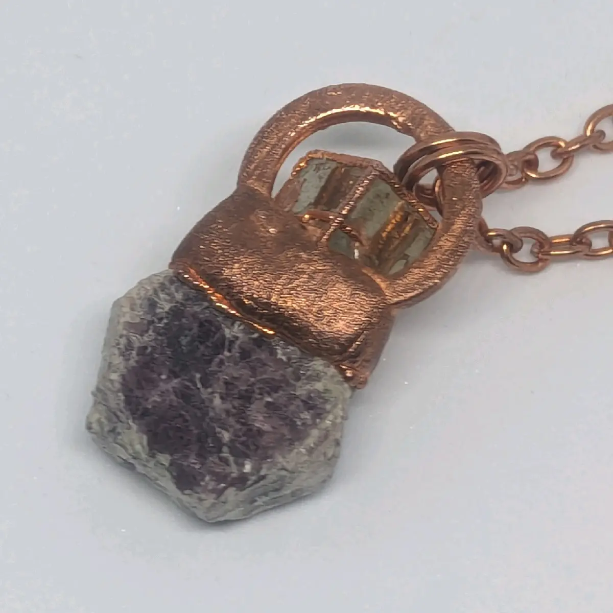 'Dejourliev' Hexagonal Ruby & Pyrite Cube Necklace