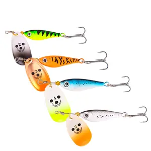 Bombrooster 4PCS Fishing Spinner Baits Kit – Hard Metal Lures with 3D Eyes, Feathered Treble Hooks & Flash Spinners for Bass, Trout, Walleye, Pike & Salmon