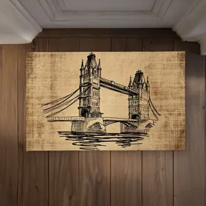 212 MAIN Iconic Landmark Tower Bridge Print Door Mat (CODM2134UFHWCU) - Polyester Loop Indoor Outdoor Rugs, Size 21x34in, Suitable for Living Rooms, Size 21X34"