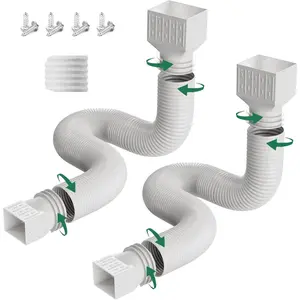 Rain Gutter Downspout Extensions 2 Pack - Upgraded Flexible Drain Downspout Extender with Mini Connector, Extendable from 20 to 127 Inches