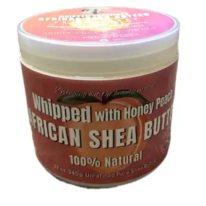 Whipped Honey Peach African Shea Butter 12 oz 100% Natural Unrefined Pure Shea Butter for Skin Care