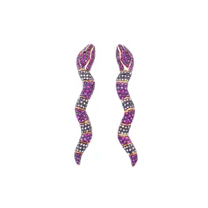Diamond, Ruby & Gold Snake Earrings