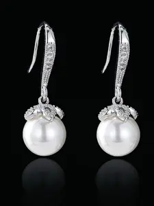 Fashion Simple Ear Hooks with Imitation Pearl Earrings, Pair of Women's Daily Jewelry, Perfect Gift for Holidays