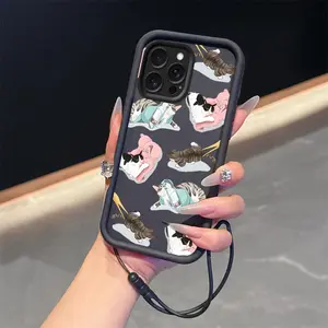 Playing Cat Pattern suit lanyard Art phone case Suitable for Honor series, Case is Suitable For Honor 200/200Pro/70/90/50/Magic6Pro/X7 wait model with TPU material, Fashionable and durable design