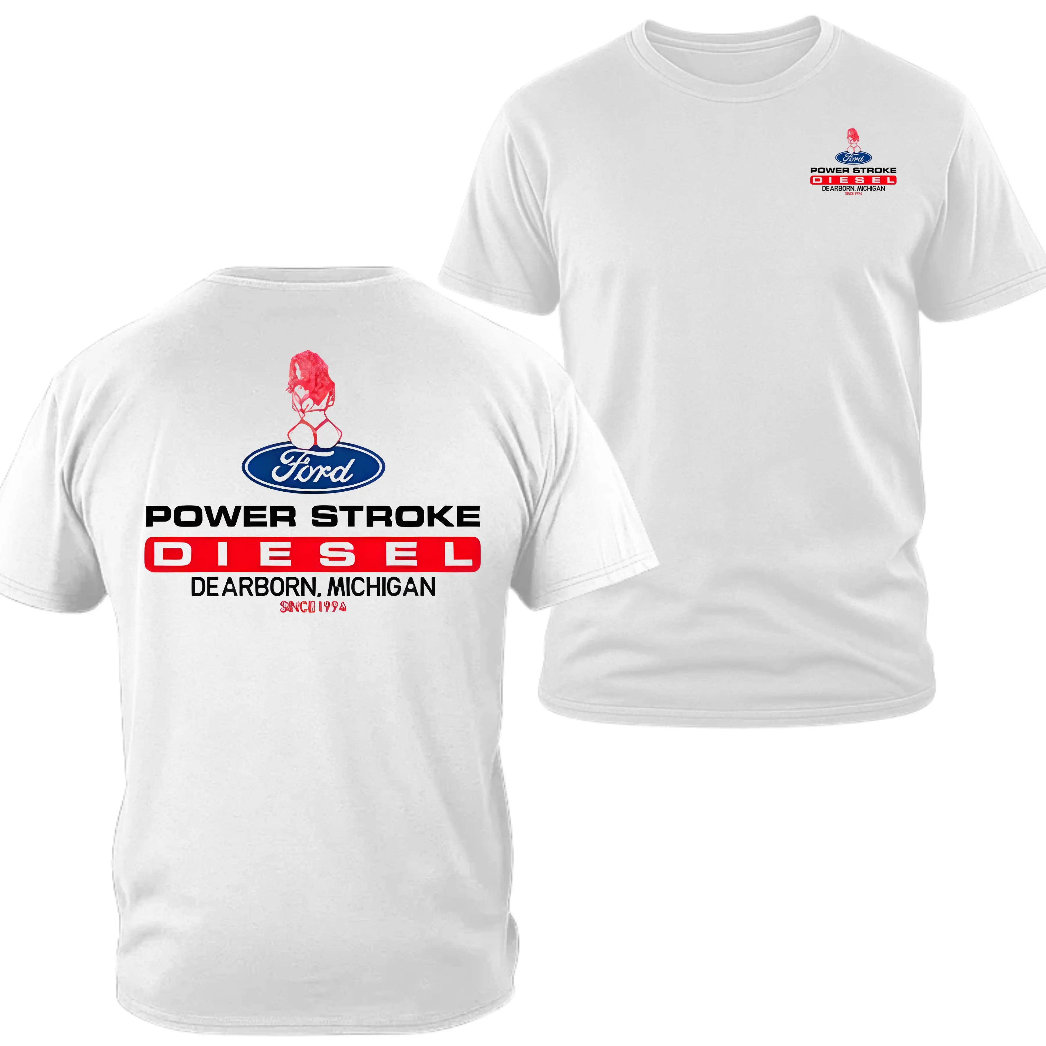 180g[100%cotton]Ford Power Stroke Diesel T-shirt, 2 Sides Print Power Stroke Diesel Logo Graphic Tee, Soft Cotton Blend Unisex T-shirt, Street Wear Graphic Tee, Summer Outfits Gift for Men Diesel Truck Fans