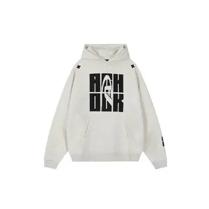 Retro Embroidered Gray Hooded Lightweight Sweatshirt for Women