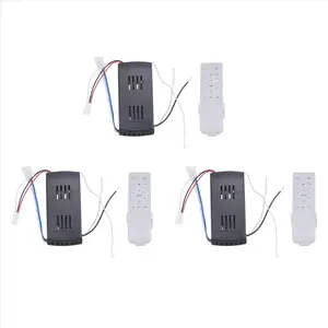 3X Universal Ceiling Fan Remote Control Kit 40W 6-Speed Timing Function Replacement Remote for DC Ceiling Fans & Lights