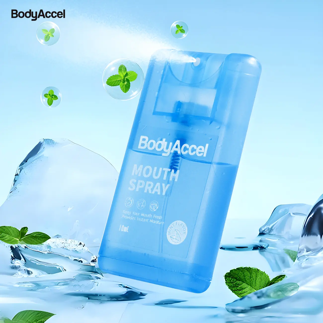 BodyAccel Lactobacillus Oral Care Spray for Adults - Lightweight 10ML Alcohol-Free Bad Breath Killer, Mint-Flavored for Long-Lasting Freshness, On-the-Go Oral Care Solution