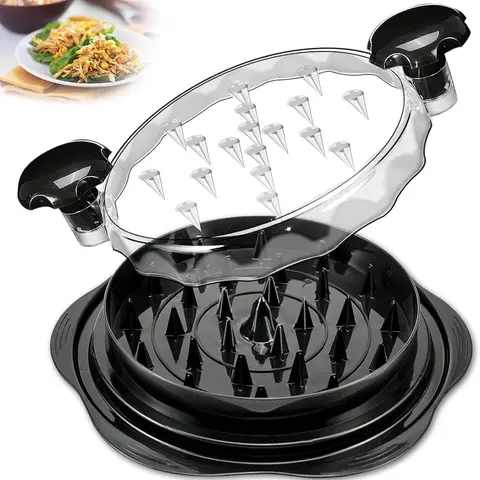 NULAS Summerwins Twist Meat Shredder Slicer Machine - Effective Shredding Cooking Tool, Visible Chicken Breast Grinder, Anti-Skid Base Utensils, Heat Resistant Lidded Gadget with Handle to Shred Meat, Polypropylene (PP) Black Kitchen Item for Barbecue