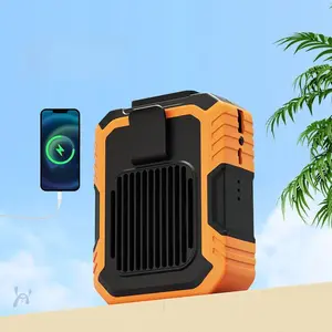 Ntaanoo Personal Waist Portable Rechargeable Fan with 3 Speeds Airflow LED Light & Torch for Outdoor Jobsite Farms Traveling Fishing