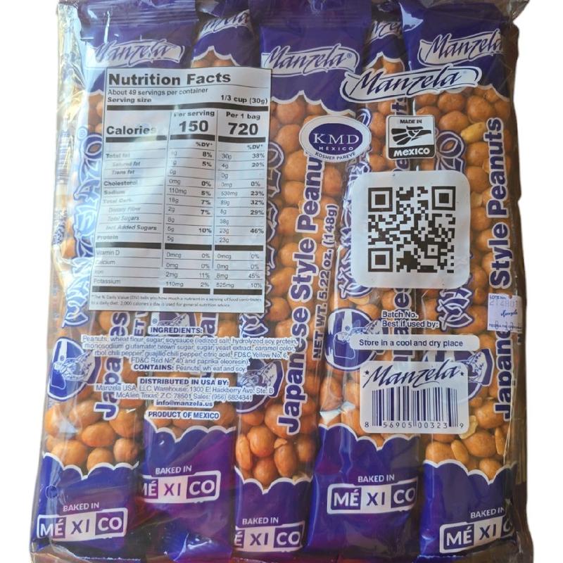 Manzela Japanese Style Peanuts 10 Bags of 5.22 oz (148g) - Sweet Snack