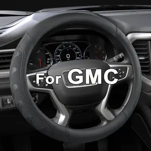 Steering Wheel Cover for GMC Sierra, Acadia, Terrain, Yukon (Black-Standard Size)