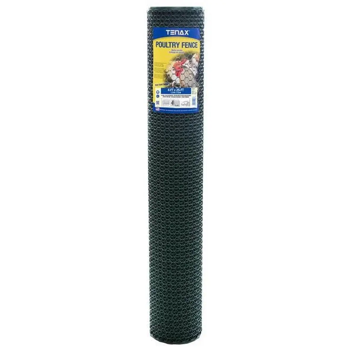 212 MAIN Tenax 7028102 Plastic Poultry Fence, Green, 4x25 ft. Polyethylene, 3/4 in. Mesh Size, 5.5 lbs, Outdoor Home Improvement Garden Supply