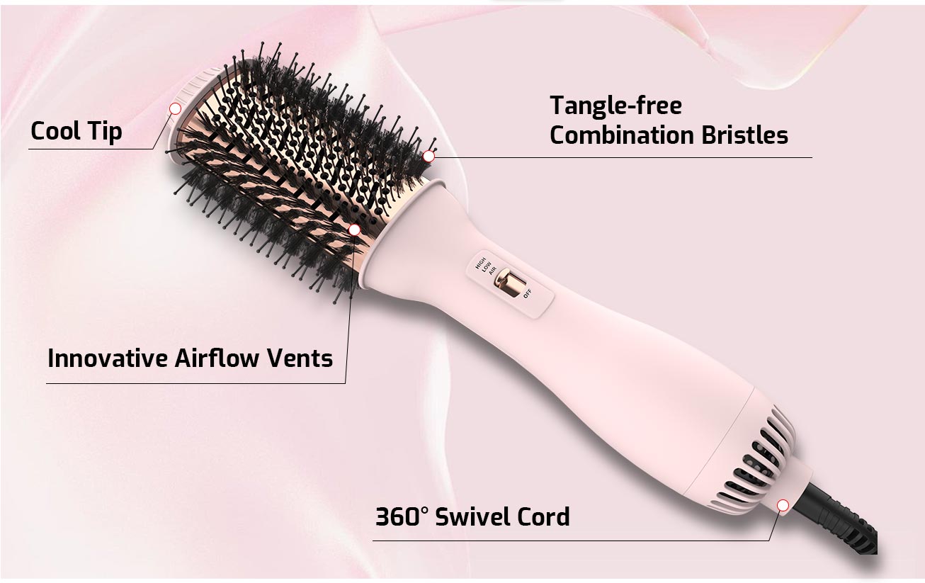 Hair Blow Dryer Brush - Blowout Hot Air Brush, One Step Volumizer, Upgraded Oval Barrel Roller Curling Styler, 3X Faster Drying, Straightener Curling in One