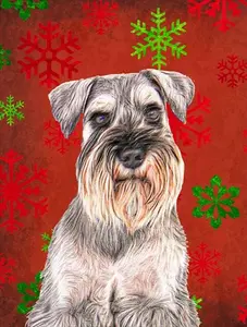 Carolines Treasures  Red Snowflakes Holiday Christmas Schnauzer Flag Garden Size