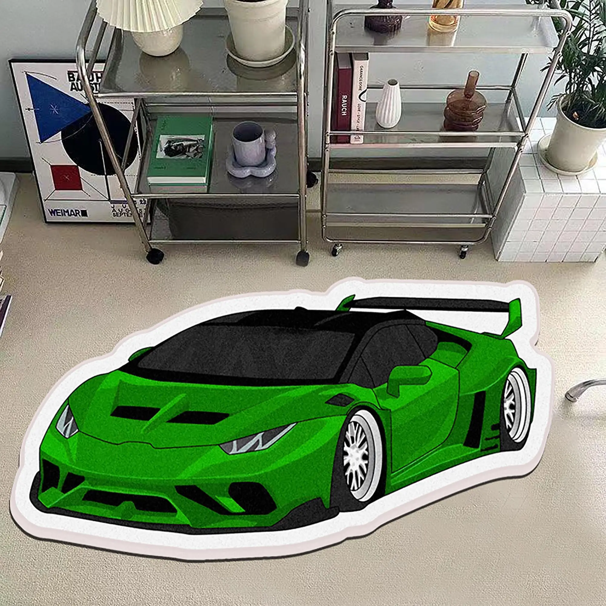 Sports Car Pattern Floor Mat, Creative Non-slip Soft Floor Carpet, Decorative Area Rug for Home Living Room Bedroom, Vanity Decor Accessories, Home Decor Rugs, Indoor Floor Rug, Modern Indoor Rug, House Decor Rug