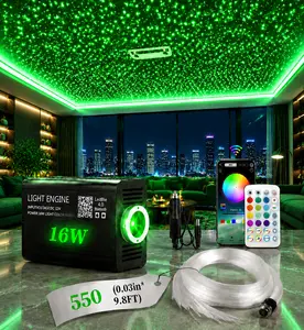 0.03in *9.8ft RGB Fiber Optic Starlight Headliner Kit – 550pcs Color-Changing Ceiling Lights for Car & Home with APP + Remote Control, 15 Static Colors & Dynamic Fade/Jump/Spark Modes disco party Lights