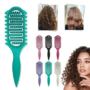 Curly Hair Detangling Brush, Detangler Brush – Vented curl-defining, anti-static, scalp-massage & comb – For wet/dry styling at home/salon – Women, men & kids