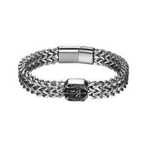 OIDEA Saint Michael Bracelet for Men, Stainless Steel Archangel Medal Franco Chain Catholic Religious Wristband