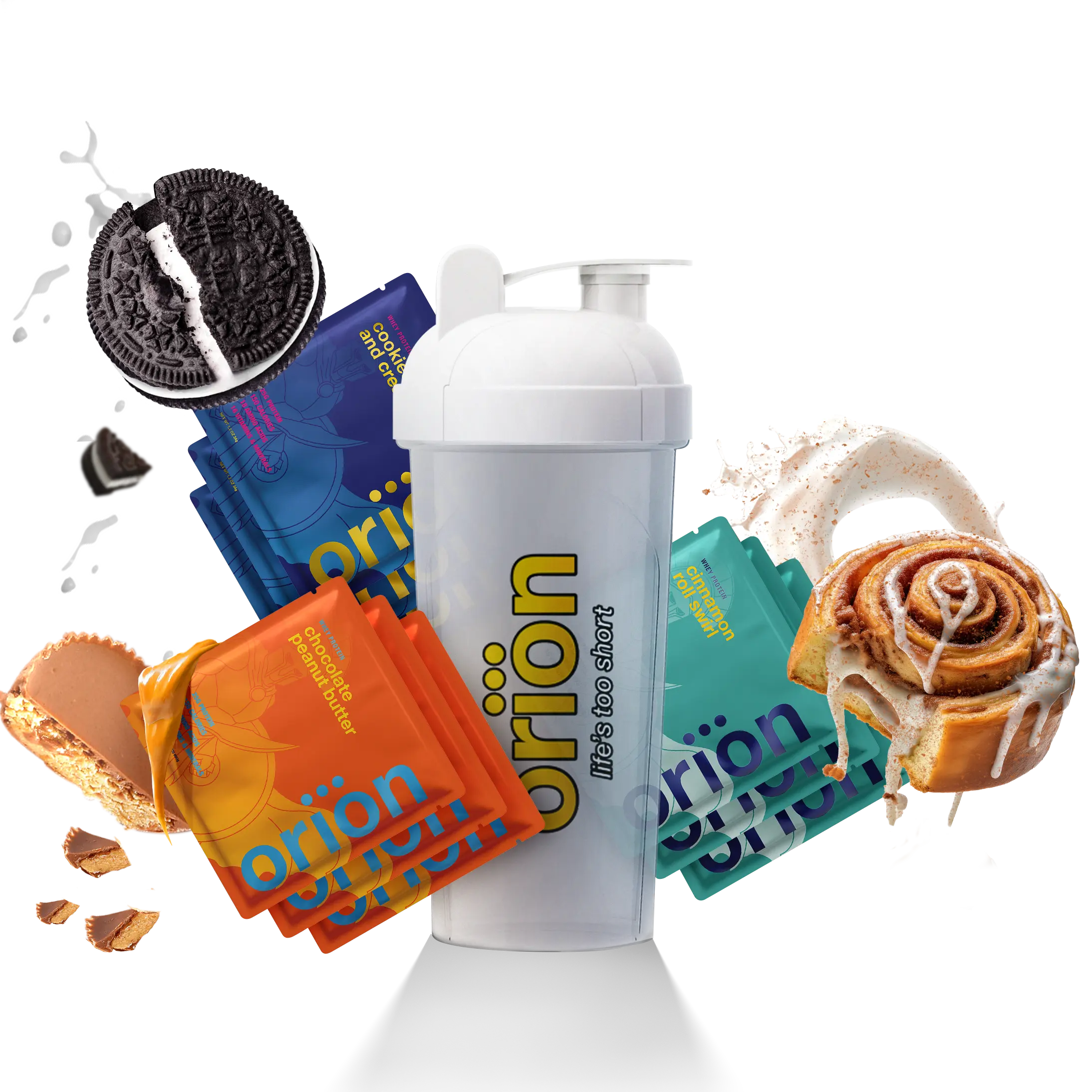 Orion Sample Bundle: 9 Dessert Protein Packs + Free Shaker