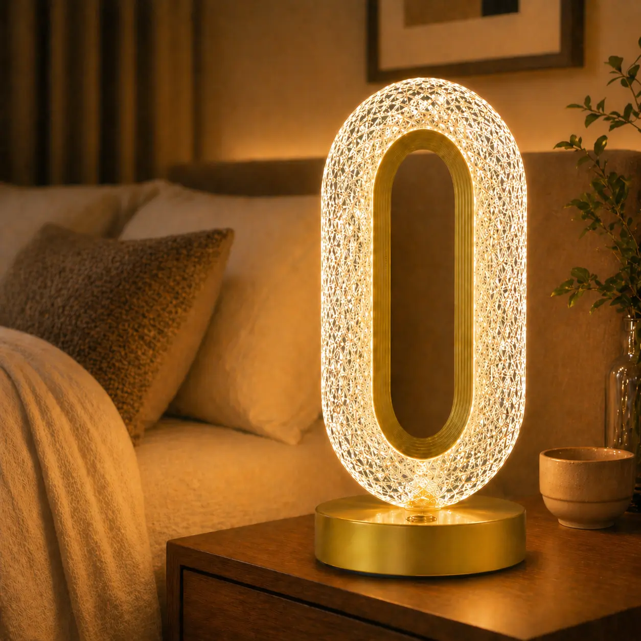 Portable Cordless Crystal LED Table Lamp - USB Rechargeable, 3-Color Touch Dimmable, Dimmable Warm Light, Wireless Night Light, Bedroom Bedside Decor Elegant Indoor Lighting, Led Table Light