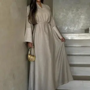 Fashion Embroidery Muslim Dress With Belt Jalabiya Abaya Female Full Length Muslim Outerwear Abaya Robe Vestidos Ramadan Eid New