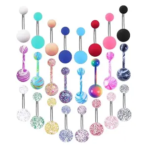 24PCS 14G Stainless Steel Belly Button Rings – CZ Screw Navel Piercing Jewelry