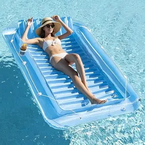 Inflatable Tanning Pool Lounger for Adults with Pillow, Sun Tan Tub Raft for Outdoor Backyard Garden Summer Water Party (Ages 14+)