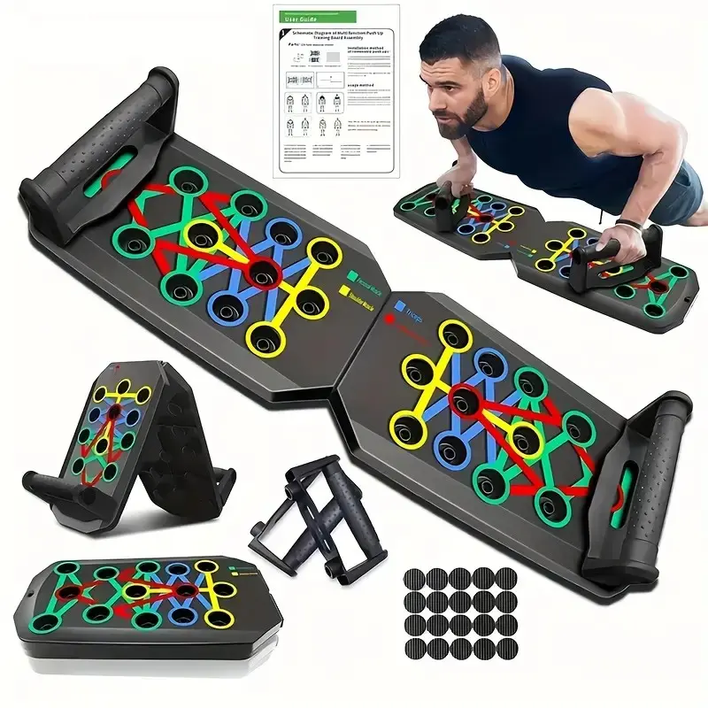 Push Up Board, Portable Home Fitness Set with Push-Up Bars, Foot Pads | Full-Body Functional Muscle Training Gym Equipment for Home Workouts