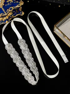 Handmade Rhinestone Bridal Sash, Women's Wedding Dress Accessory, Evening Gown Belt, Elegant Waist Decor, Perfect for Brides, Statement Belts