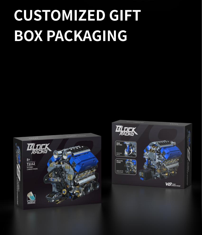 V8 Engine Model Kit That Runs, Motorized Visible Engine Building Set, Mechanical Chain & Cylinder Linkage Structure, STEM Learning Construction Toy, Holiday Birthday Gift for Car Enthusiasts & Adults