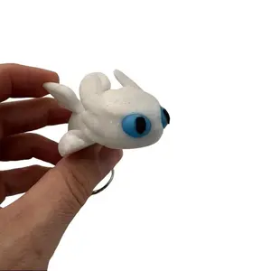 Light fury, dragon, glow in the dark eyes keychain or backpack zipper holder