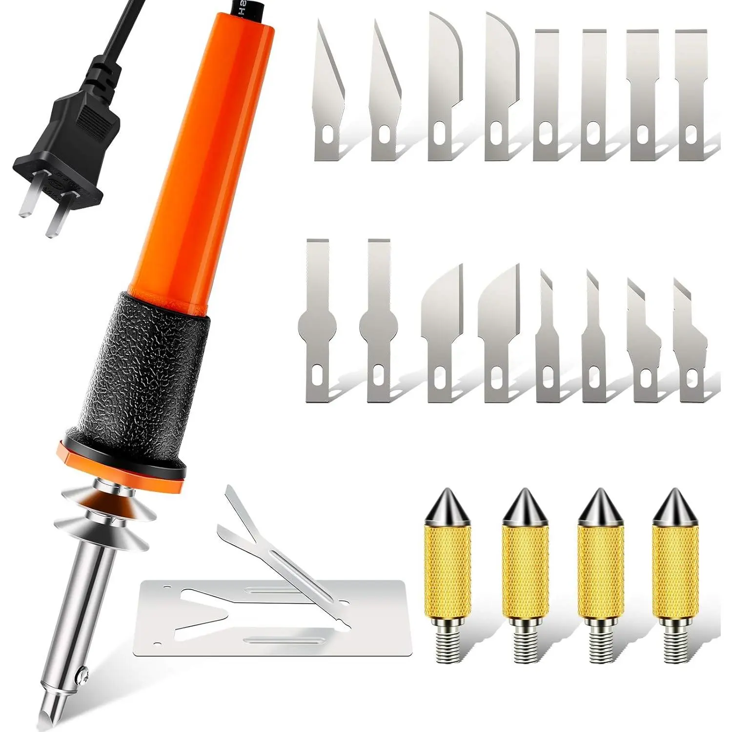 22 Pieces Electric Hot Knife Cutter Tool Kit Include Heated Plastic With Multipurpose 16 Blades 4 Blade Holders Metal Stand For Soft Thin Foam Stencils
