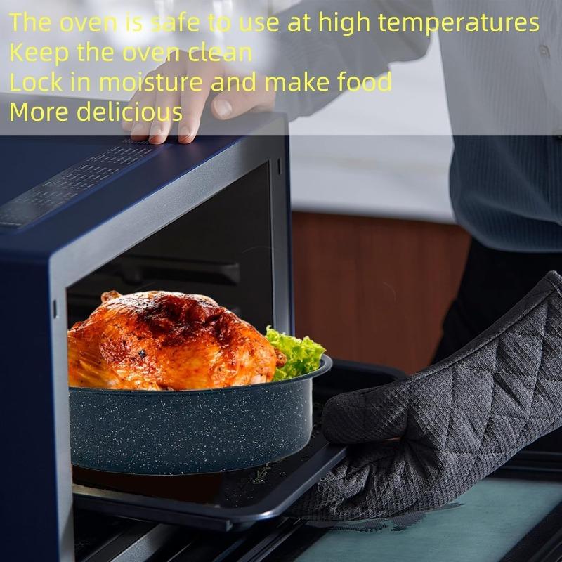 A Single Piece, a Covered Baking Pan, an Enamel Dish with a Granite Bowl, a Turkey Pot, Serving Bowls, Serving Utensils, Perfect for Roasting Turkey, Bread, Beef, And Vegetables, Oven Baking Tray, Oval Shape