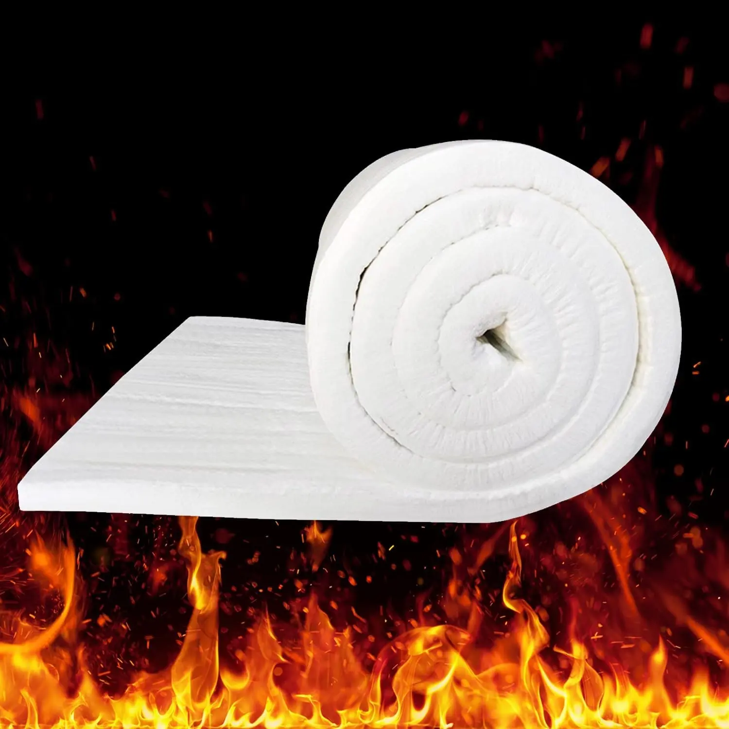 Ceramic Fiber Blanket, Rated to 2400°F, Size 24"x12", 1" Thick | Fireproof Insulation Baffle, High-Temperature Resistance for Pizza Oven Stoves, Kilns, Forges, Pipes Insulation