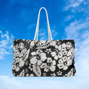 Black & White Tropical Floral Weekender Bag