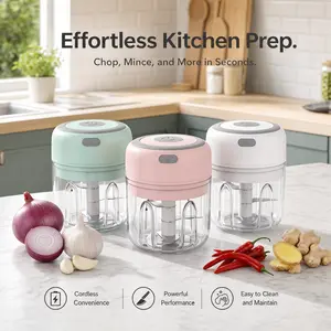 Electric mini vegetable chopper, food chopper, vegetable garlic slicer, salad, lettuce, onion, chili grinder, tomato chopper, and ginger chopper, suitable for kitchen, portable USB chopper (250ml)