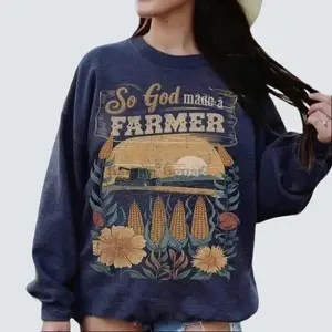 So God Made a Farmer Harvest Festival Unisex Crewneck Sweatshirt, Boho Flower Vintage Farm Tee, Thanksgiving Day Gifts