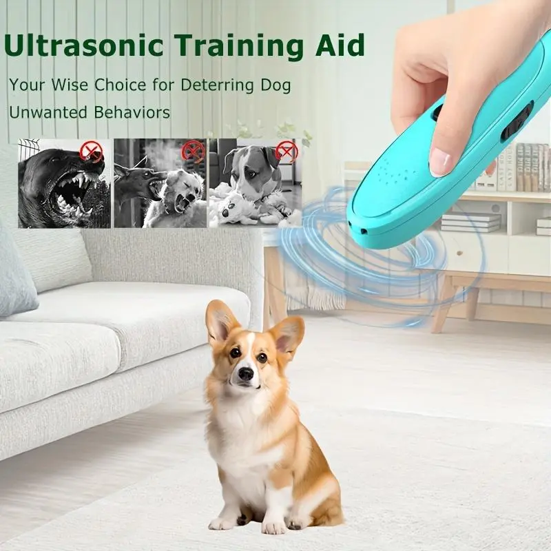 Compact Ultrasonic Dog Anti-Bark Device - Whistle-Equipped Training Aid, All-Seasons Everyday Use Tool, Instant Unwanted Barking Stopper, Battery-Powered Pet Training Accessory