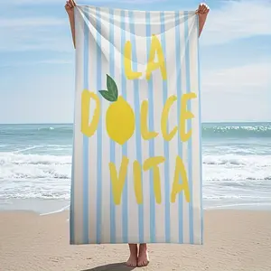 1pc Italy-style beach bath towel - Soft, suitable for pool, travel, yoga - Perfect gift for Christmas, birthday, Valentine's Day - Italian design, seaside bathroom decoration, fun lemon pattern, durable travel towel