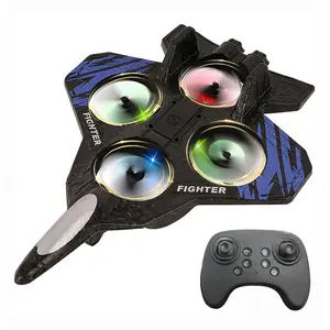Mini RC Fighter Jet LED Cool Lighting Remote Controlled Easy Operation Durable Design Crash Proof 4 Motors 360 Degree Flip Headless Mode Barometric Altitude Hold One Touch Return Home Best Gift TikTok Trending