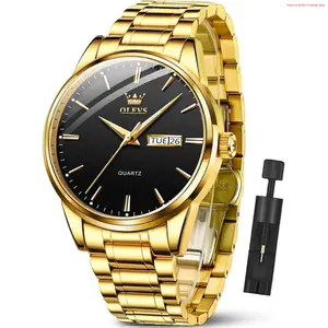 Fashion Brand OLEVS Mens Watches Large Face Watch for Men Casual Stainless Steel Diamond Analog Quartz Waterproof Date Dress Men's Wrist Watch-