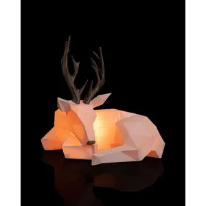 Lowpoly Reindeer Lantern – Handmade Christmas LED Candle Decor