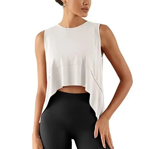 ODODOS Modal Soft Sleeveless Crop Top for Women Athletic Tee Gym Workout Cropped Yoga Tank ODODOS Modal Soft Sleeveless Crop Top for Women Athletic Tee Gym Workout Cropped Yoga Tank