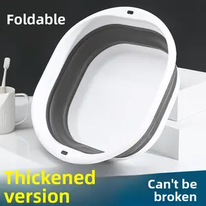 Thickened foldable washbasin for home use Portable plastic basin, square folding basin, used for washing underwear and socks, outdoor folding basin, easy to carry. Folding basin for foot soaking