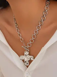 Vintage Cross Pendant Necklace for Women & Girls, Fashion Jewelry for Party, Daily Clothing Decor, Trendy All-match & Exquisite Jewelry for Birthday Gift, Dainty Cross Necklace